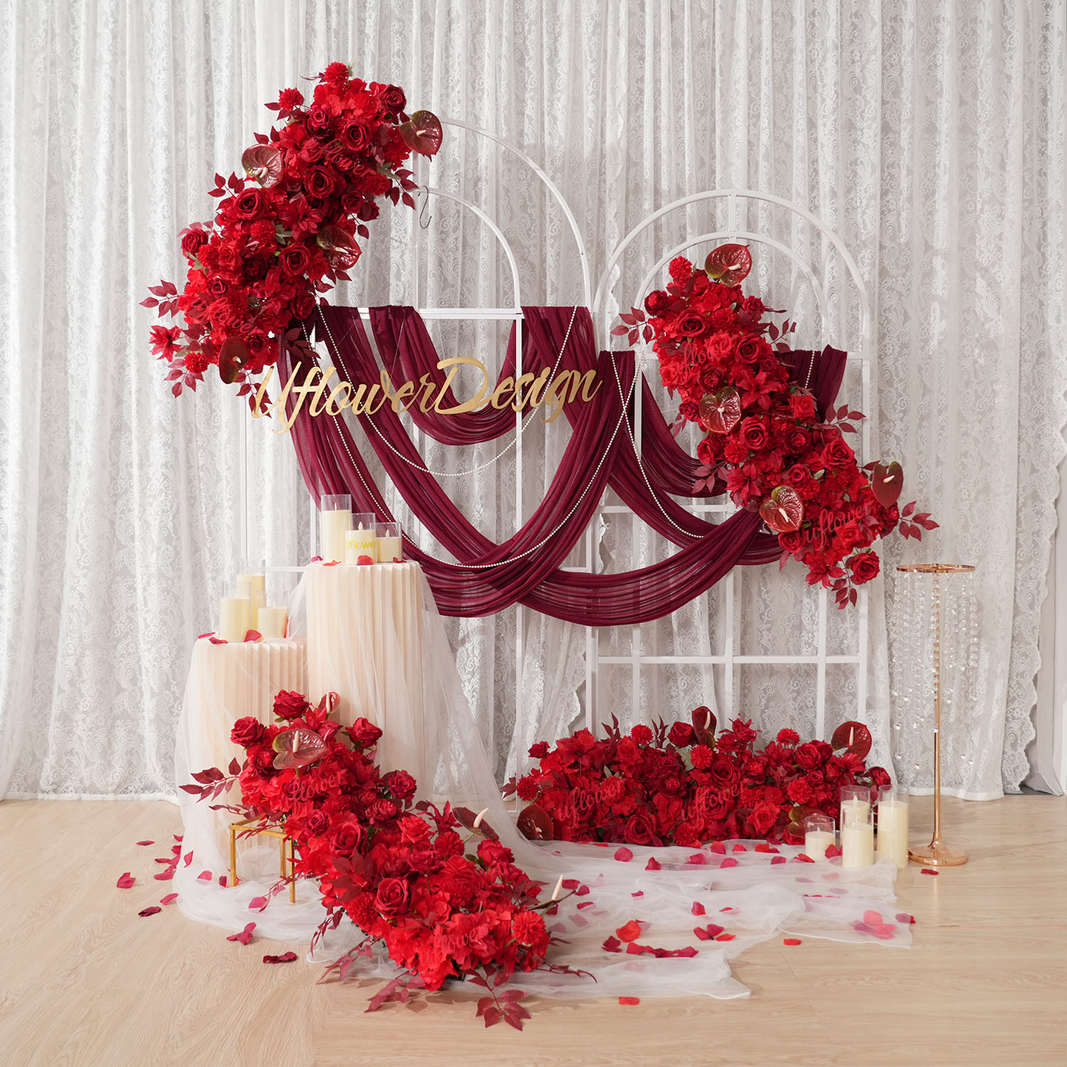 Uflower Red Flower Row Wedding - Photography Graduation 评论和价格