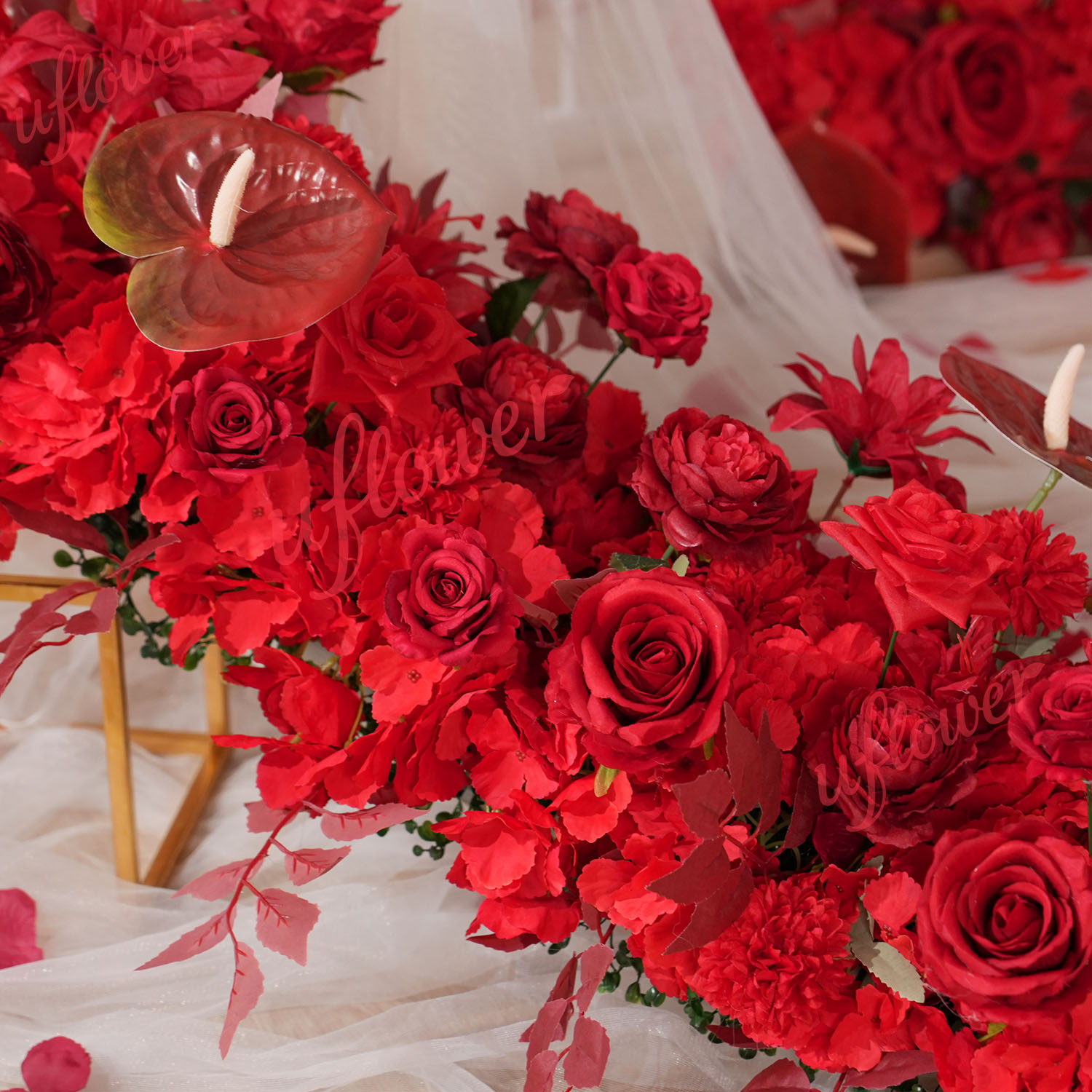 Uflower Red Flower Row Wedding - Photography Graduation 评论和价格