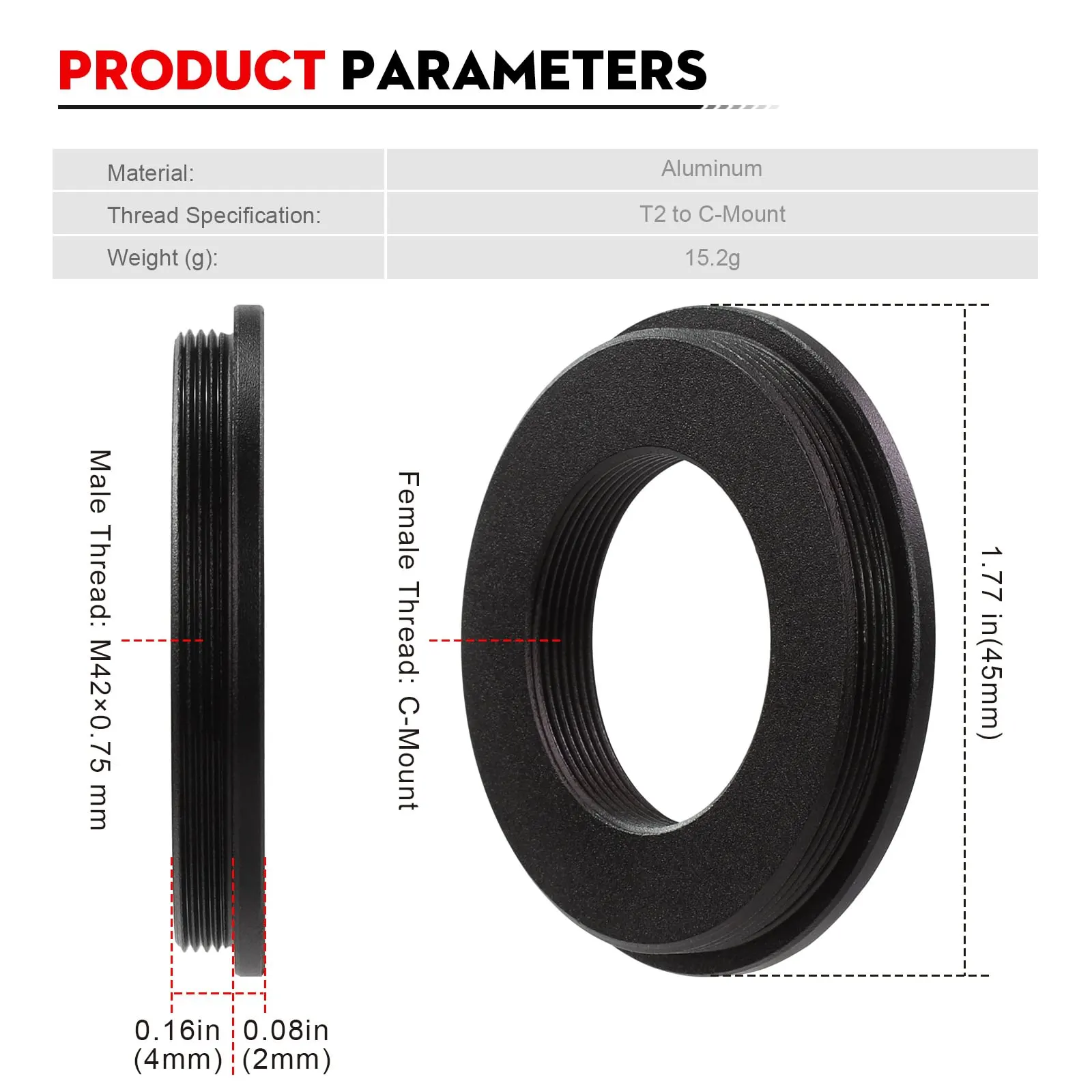 Datyson M42x0.75 Male to C/CS  - Lens Adapter Ring 评论和价格